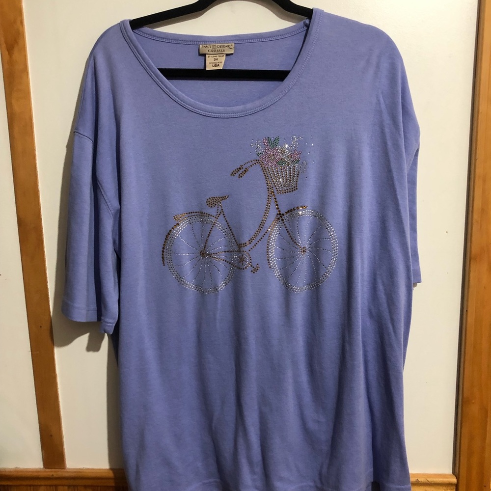 NWOT Isaac’s Designs light Purple Bling Bike Shirt